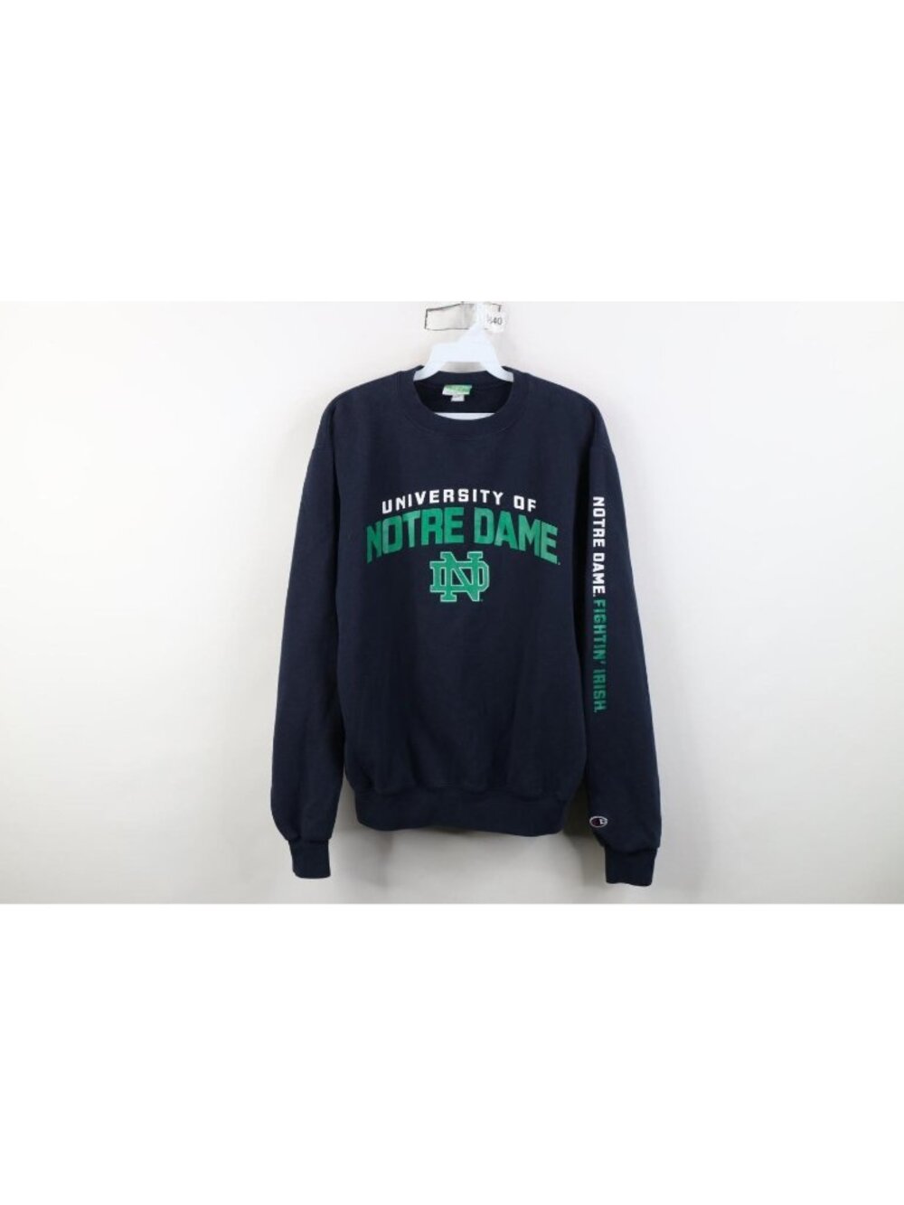 Vtg Champion Mens Small Spell Out University of Notre Dame Football Sweatshirt